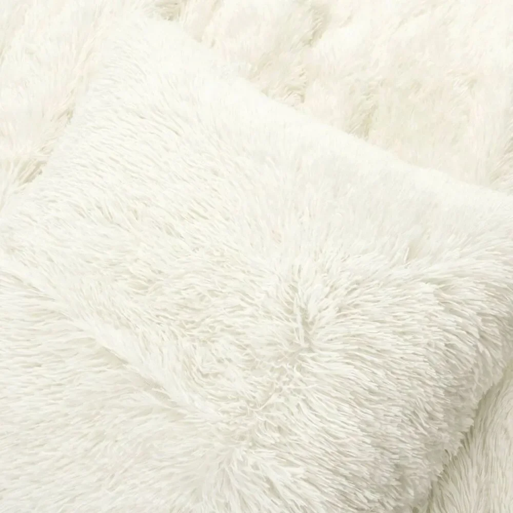 Plush Faux Fur Comforter Set - White